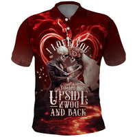 Skull Valentines Day Polo Shirt I Love You To The Upside Down And Back