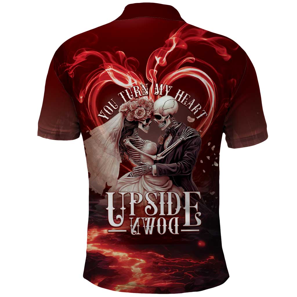 Skull Valentines Day Polo Shirt I Love You To The Upside Down And Back