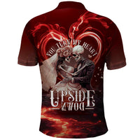 Skull Valentines Day Polo Shirt I Love You To The Upside Down And Back