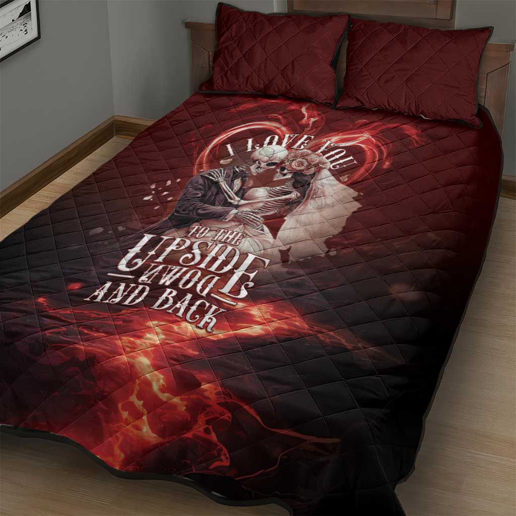 Skull Valentines Day Quilt Bed Set I Love You To The Upside Down And Back