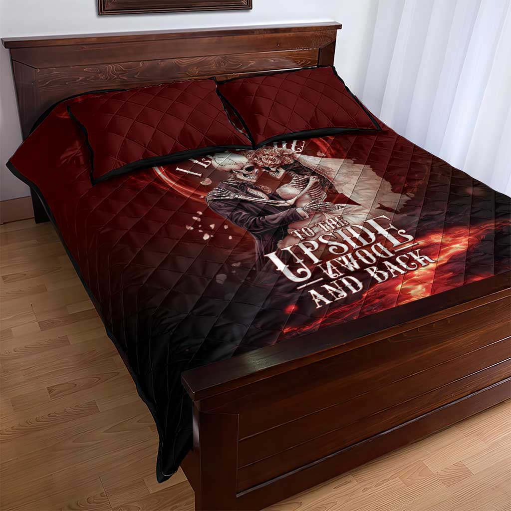 Skull Valentines Day Quilt Bed Set I Love You To The Upside Down And Back