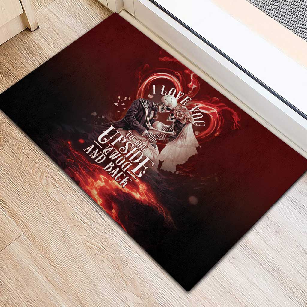 Skull Valentines Day Rubber Doormat I Love You To The Upside Down And Back