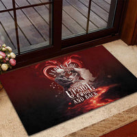 Skull Valentines Day Rubber Doormat I Love You To The Upside Down And Back