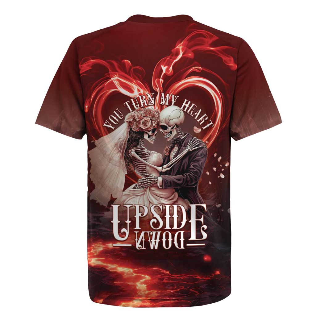 Skull Valentines Day Rugby Jersey I Love You To The Upside Down And Back