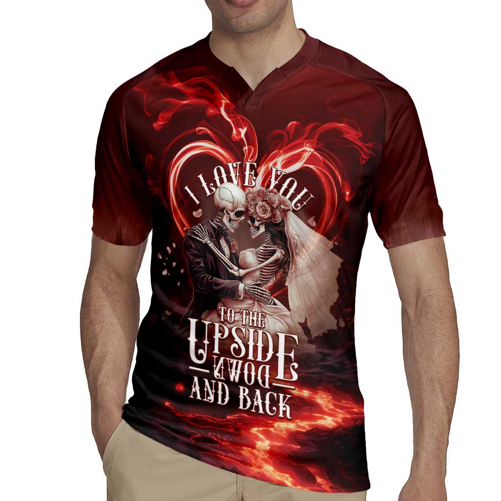 Skull Valentines Day Rugby Jersey I Love You To The Upside Down And Back