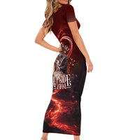 Skull Valentines Day Short Sleeve Bodycon Dress I Love You To The Upside Down And Back