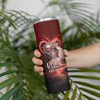 Skull Valentines Day Skinny Tumbler I Love You To The Upside Down And Back