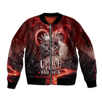 Skull Valentines Day Sleeve Zip Bomber Jacket I Love You To The Upside Down And Back