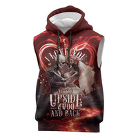 Skull Valentines Day Sleeveless Hoodie I Love You To The Upside Down And Back