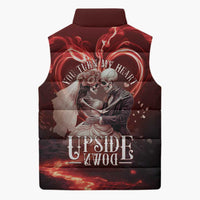 Skull Valentines Day Sleeveless Puffer Jacket I Love You To The Upside Down And Back