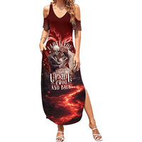 Skull Valentines Day Summer Maxi Dress I Love You To The Upside Down And Back
