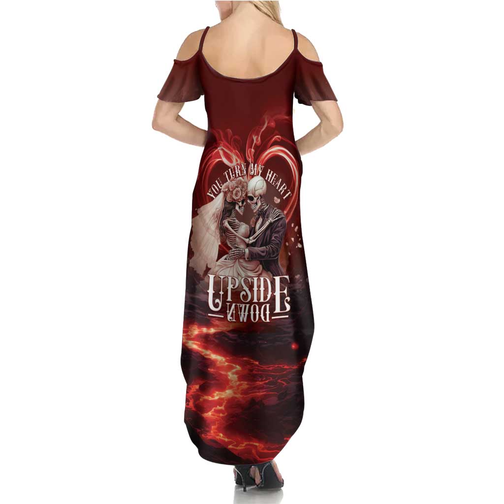 Skull Valentines Day Summer Maxi Dress I Love You To The Upside Down And Back