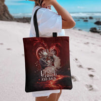 Skull Valentines Day Tote Bag I Love You To The Upside Down And Back