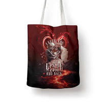 Skull Valentines Day Tote Bag I Love You To The Upside Down And Back