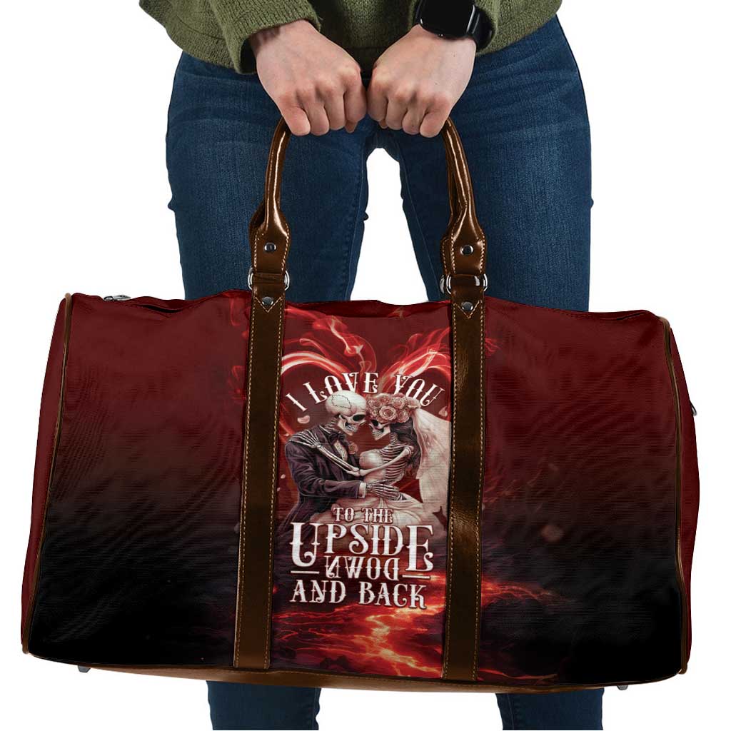 Skull Valentines Day Travel Bag I Love You To The Upside Down And Back