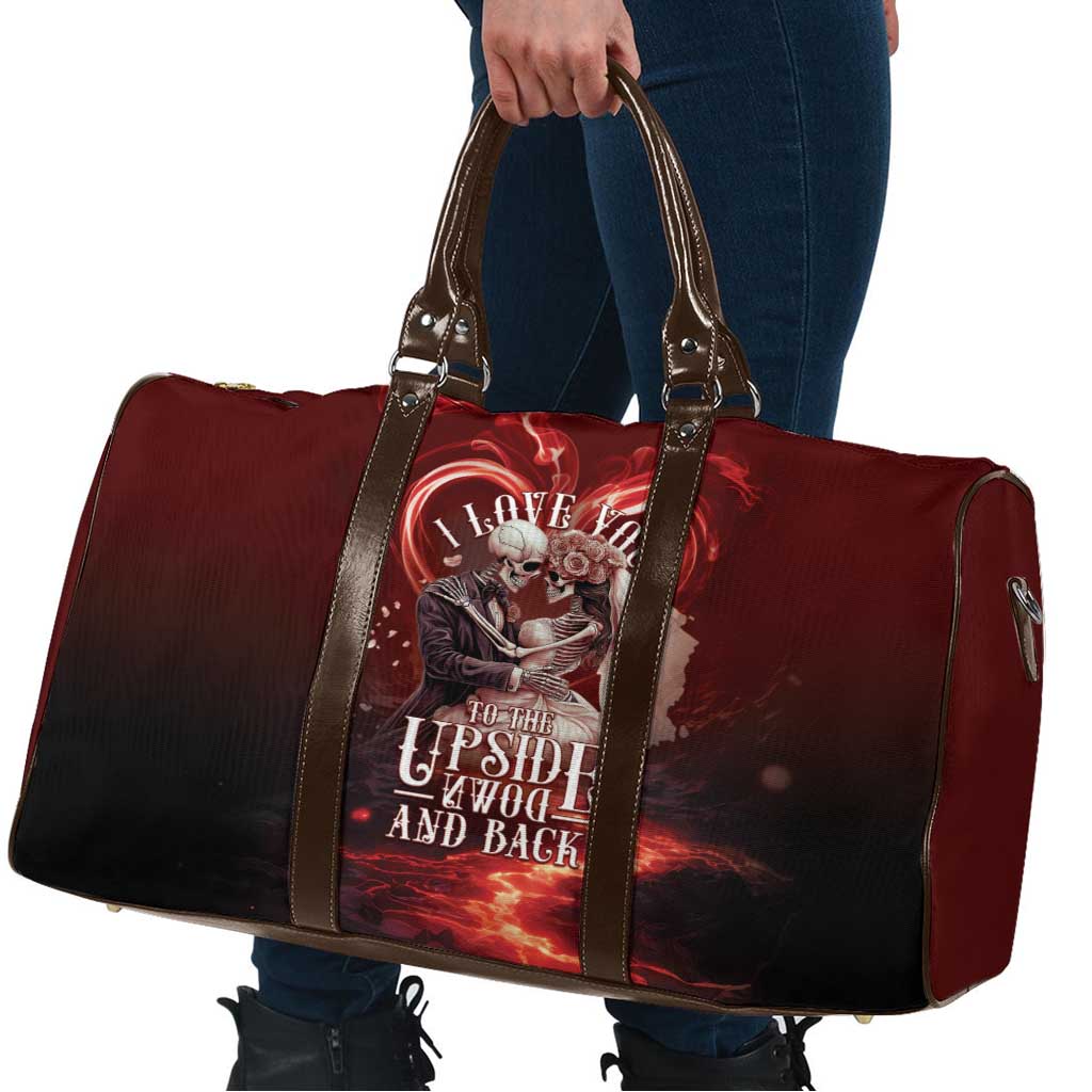 Skull Valentines Day Travel Bag I Love You To The Upside Down And Back