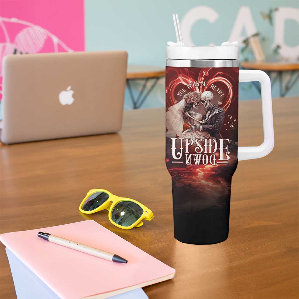 Skull Valentines Day Tumbler With Handle I Love You To The Upside Down And Back