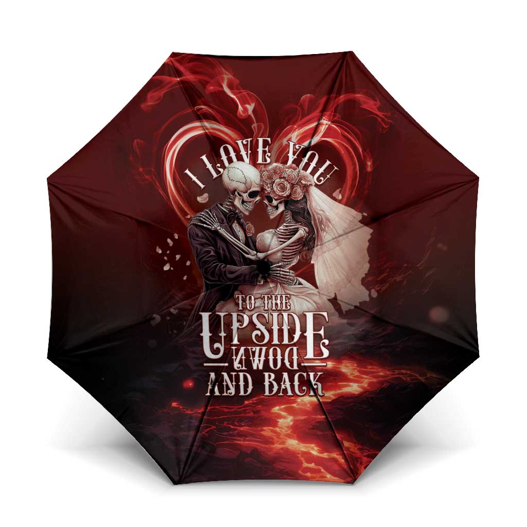 Skull Valentines Day Umbrella I Love You To The Upside Down And Back