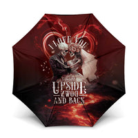 Skull Valentines Day Umbrella I Love You To The Upside Down And Back