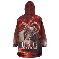 Skull Valentines Day Wearable Blanket Hoodie I Love You To The Upside Down And Back