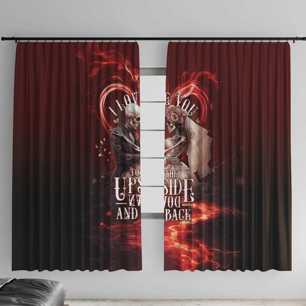 Skull Valentines Day Window Curtain I Love You To The Upside Down And Back