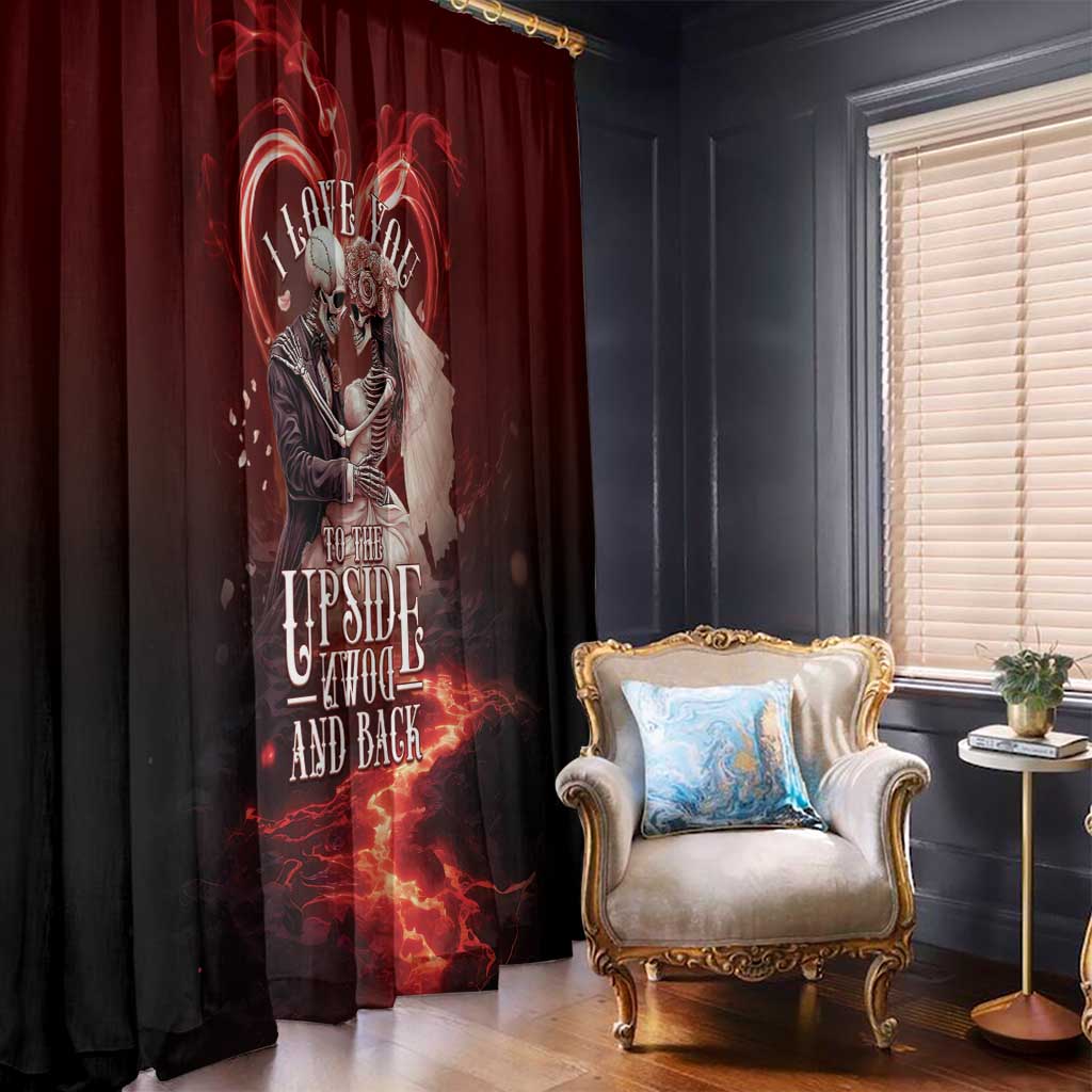 Skull Valentines Day Window Curtain I Love You To The Upside Down And Back