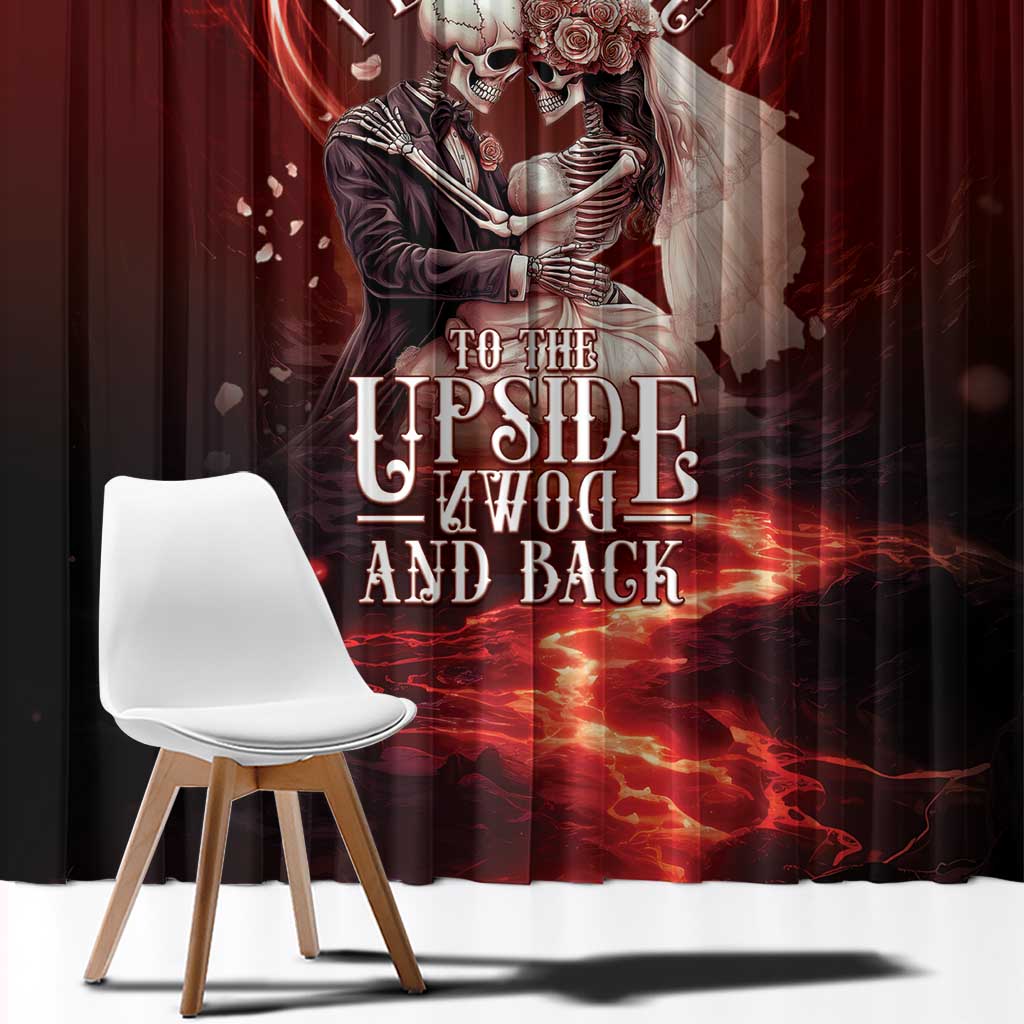 Skull Valentines Day Window Curtain I Love You To The Upside Down And Back