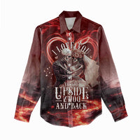 Skull Valentines Day Women Casual Shirt I Love You To The Upside Down And Back