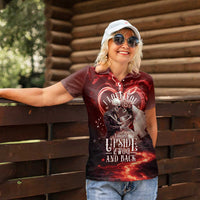 Skull Valentines Day Women Polo Shirt I Love You To The Upside Down And Back