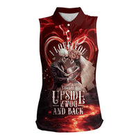 Skull Valentines Day Women Sleeveless Polo Shirt I Love You To The Upside Down And Back
