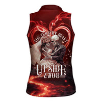 Skull Valentines Day Women Sleeveless Polo Shirt I Love You To The Upside Down And Back