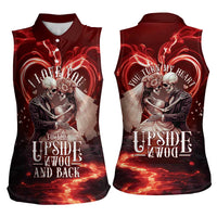 Skull Valentines Day Women Sleeveless Polo Shirt I Love You To The Upside Down And Back