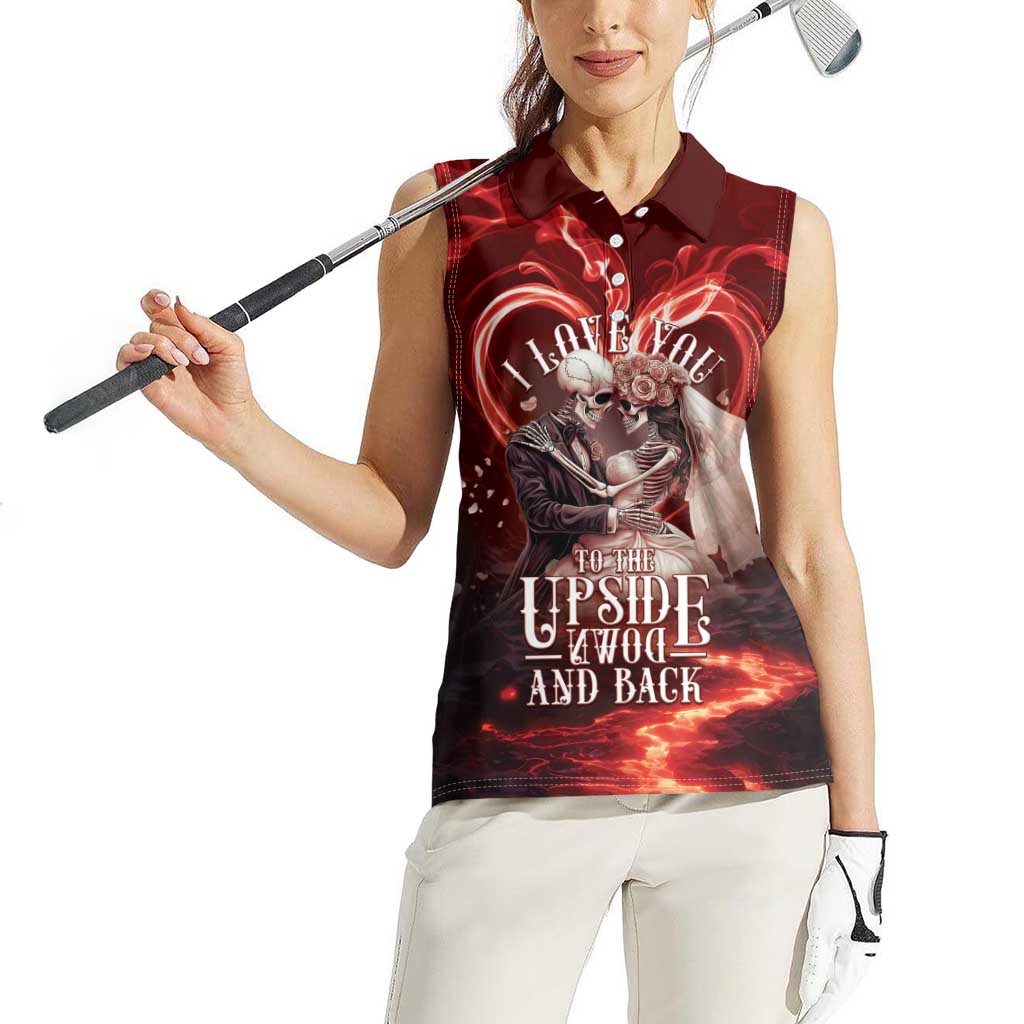 Skull Valentines Day Women Sleeveless Polo Shirt I Love You To The Upside Down And Back