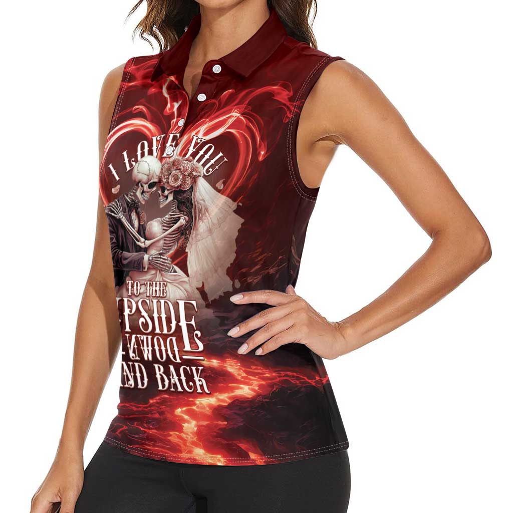Skull Valentines Day Women Sleeveless Polo Shirt I Love You To The Upside Down And Back