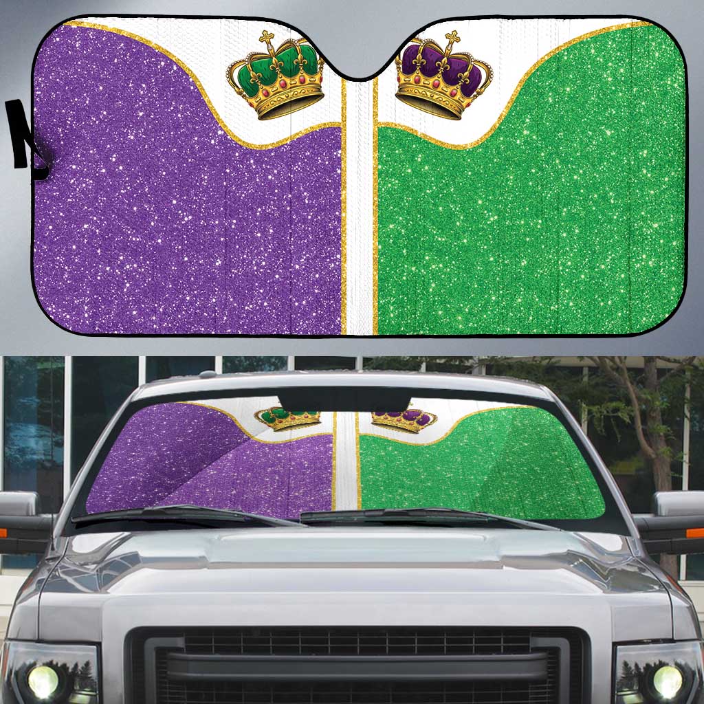 Mardi Gras Crown Auto Sun Shade Western Yoke Glitter Style