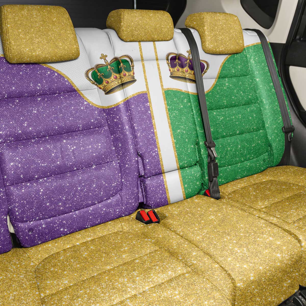 Mardi Gras Crown Back Car Seat Cover Western Yoke Glitter Style