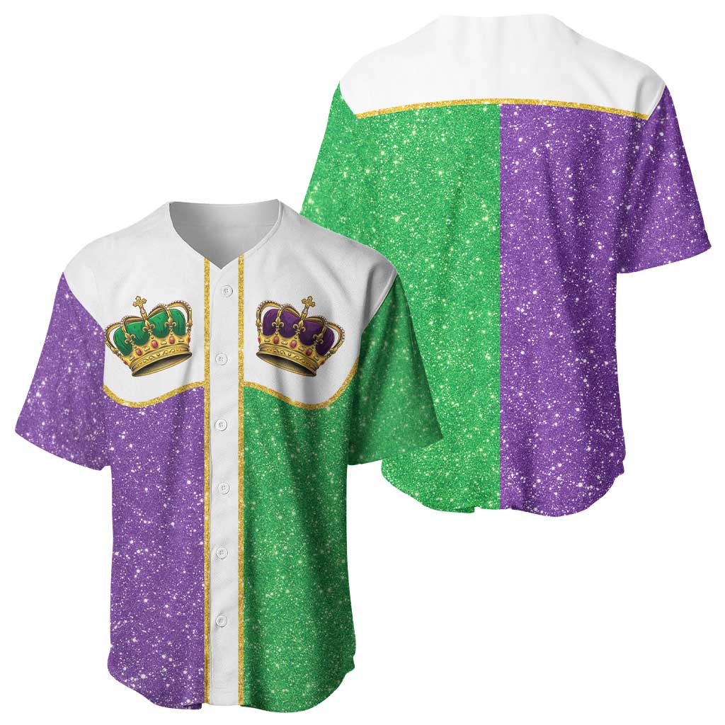 Mardi Gras Crown Baseball Jersey Western Yoke Glitter Style