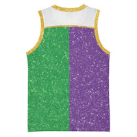 Mardi Gras Crown Basketball Jersey Western Yoke Glitter Style