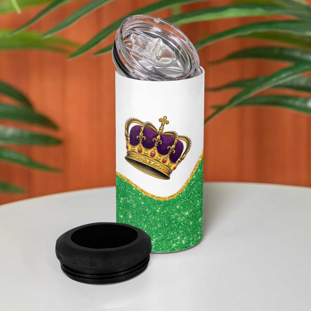 Mardi Gras Crown 4 in 1 Can Cooler Tumbler Western Yoke Glitter Style