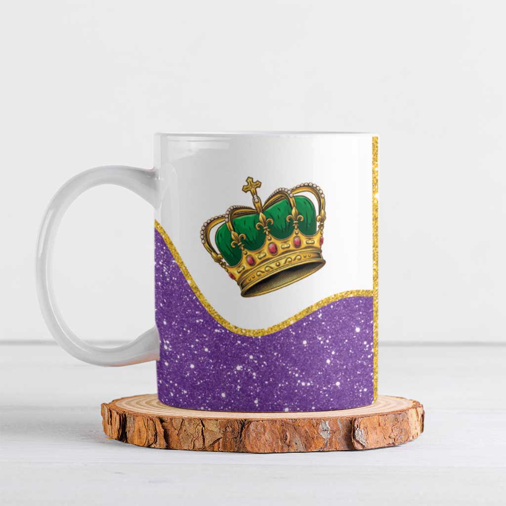 Mardi Gras Crown Ceramic Mug Western Yoke Glitter Style