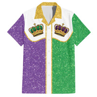 Mardi Gras Crown Hawaiian Shirt Western Yoke Glitter Style