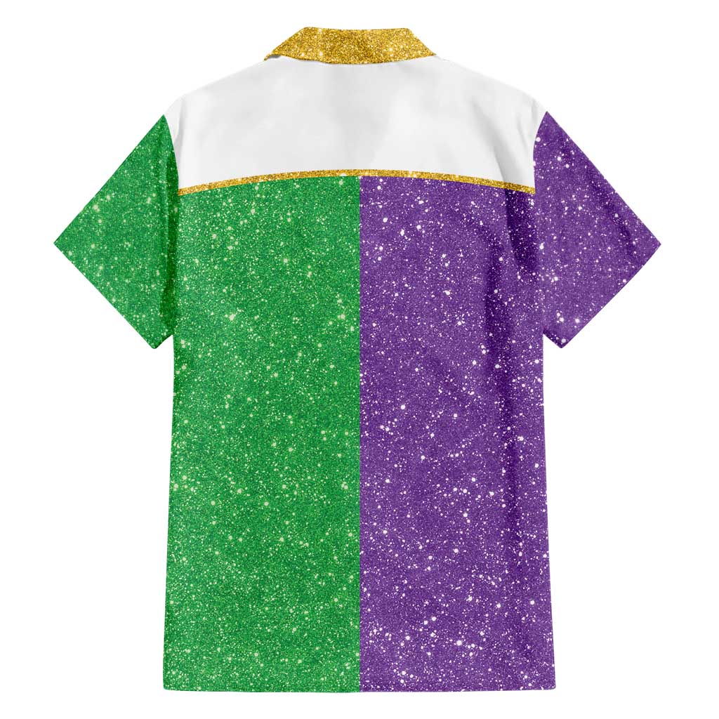 Mardi Gras Crown Hawaiian Shirt Western Yoke Glitter Style