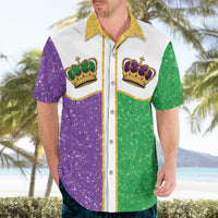 Mardi Gras Crown Hawaiian Shirt Western Yoke Glitter Style