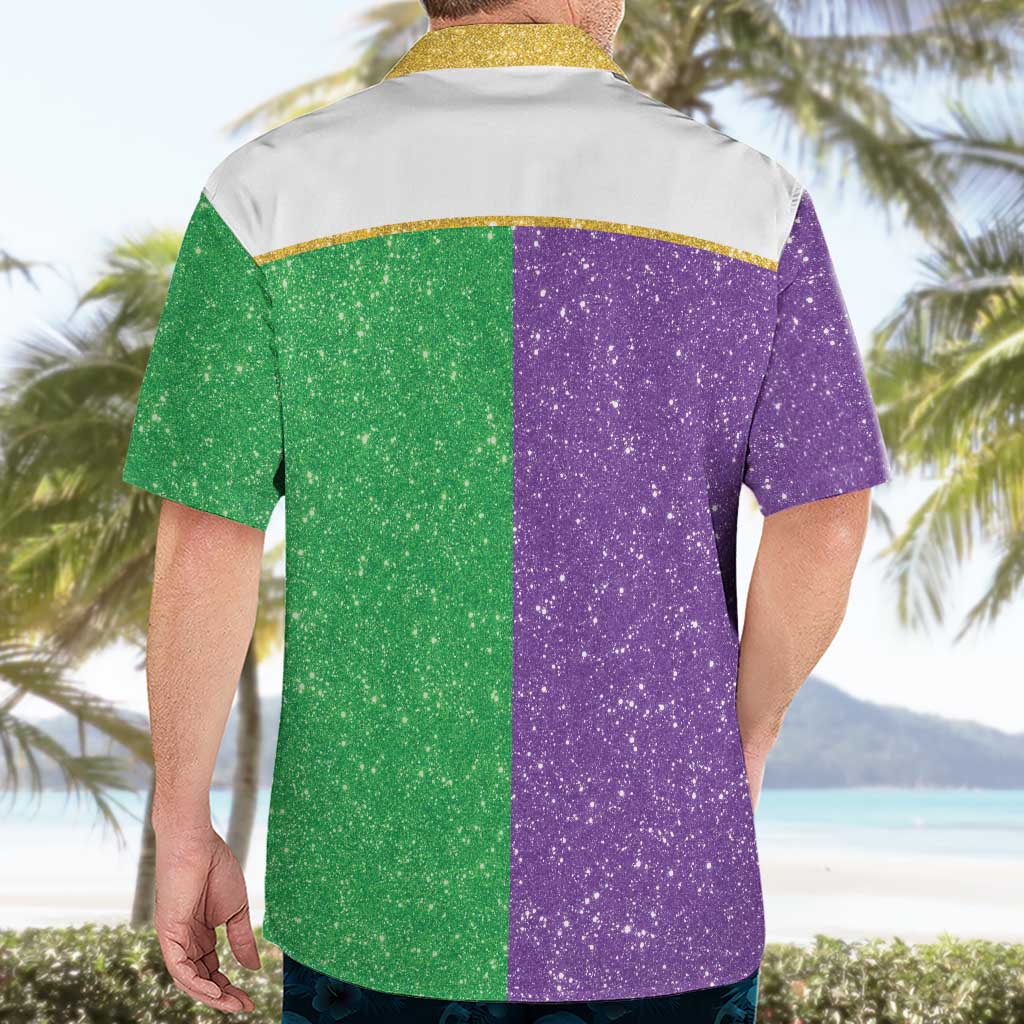 Mardi Gras Crown Hawaiian Shirt Western Yoke Glitter Style