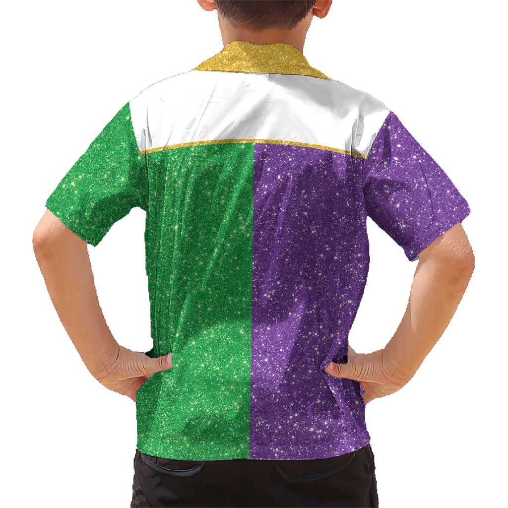 Mardi Gras Crown Hawaiian Shirt Western Yoke Glitter Style