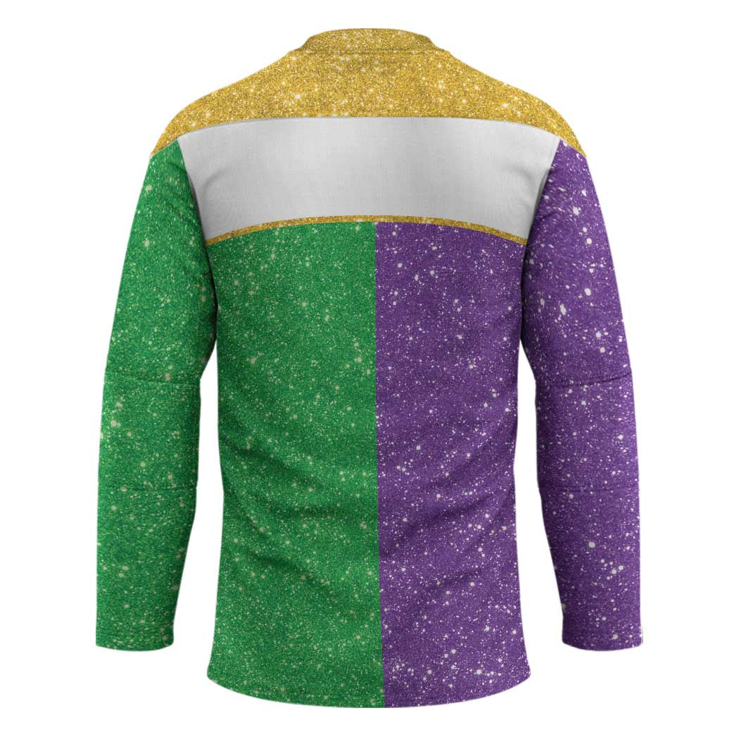Mardi Gras Crown Hockey Jersey Western Yoke Glitter Style