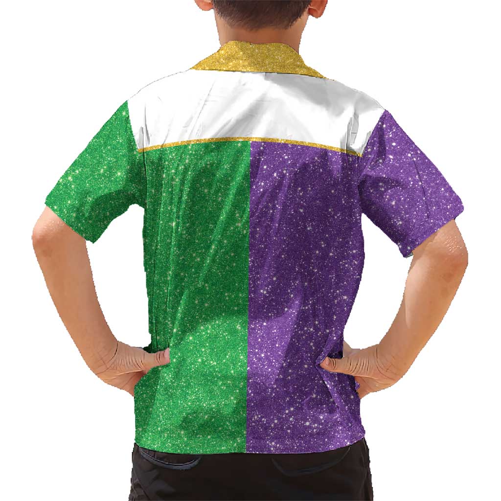 Mardi Gras Crown Kid Hawaiian Shirt Western Yoke Glitter Style