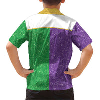 Mardi Gras Crown Kid Hawaiian Shirt Western Yoke Glitter Style