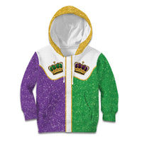 Mardi Gras Crown Kid Hoodie Western Yoke Glitter Style