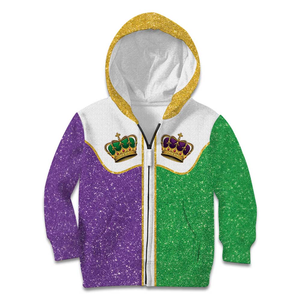 Mardi Gras Crown Kid Hoodie Western Yoke Glitter Style